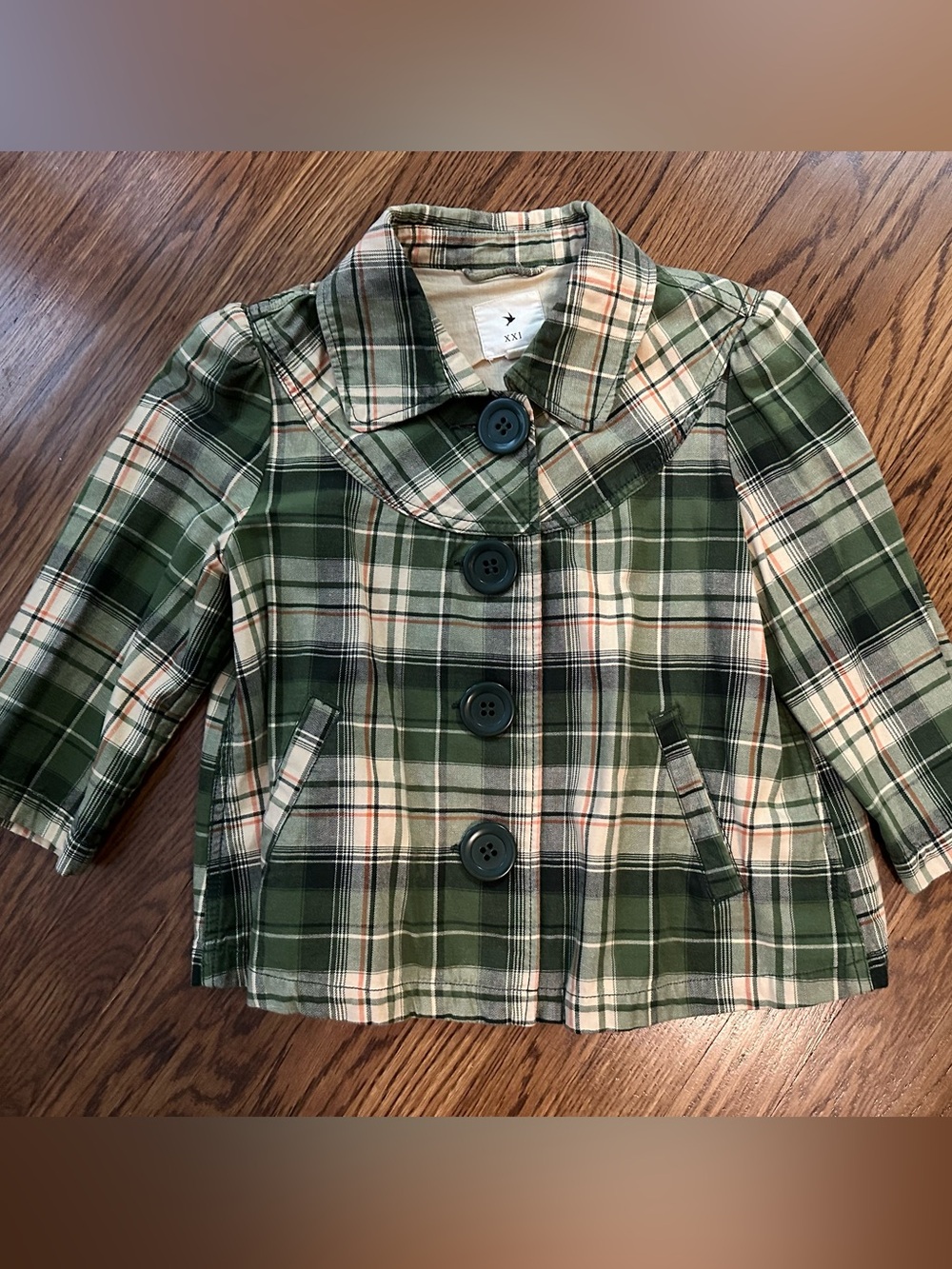 The Cutest 100% Cotton Plaid Button Swing Jacket Ever